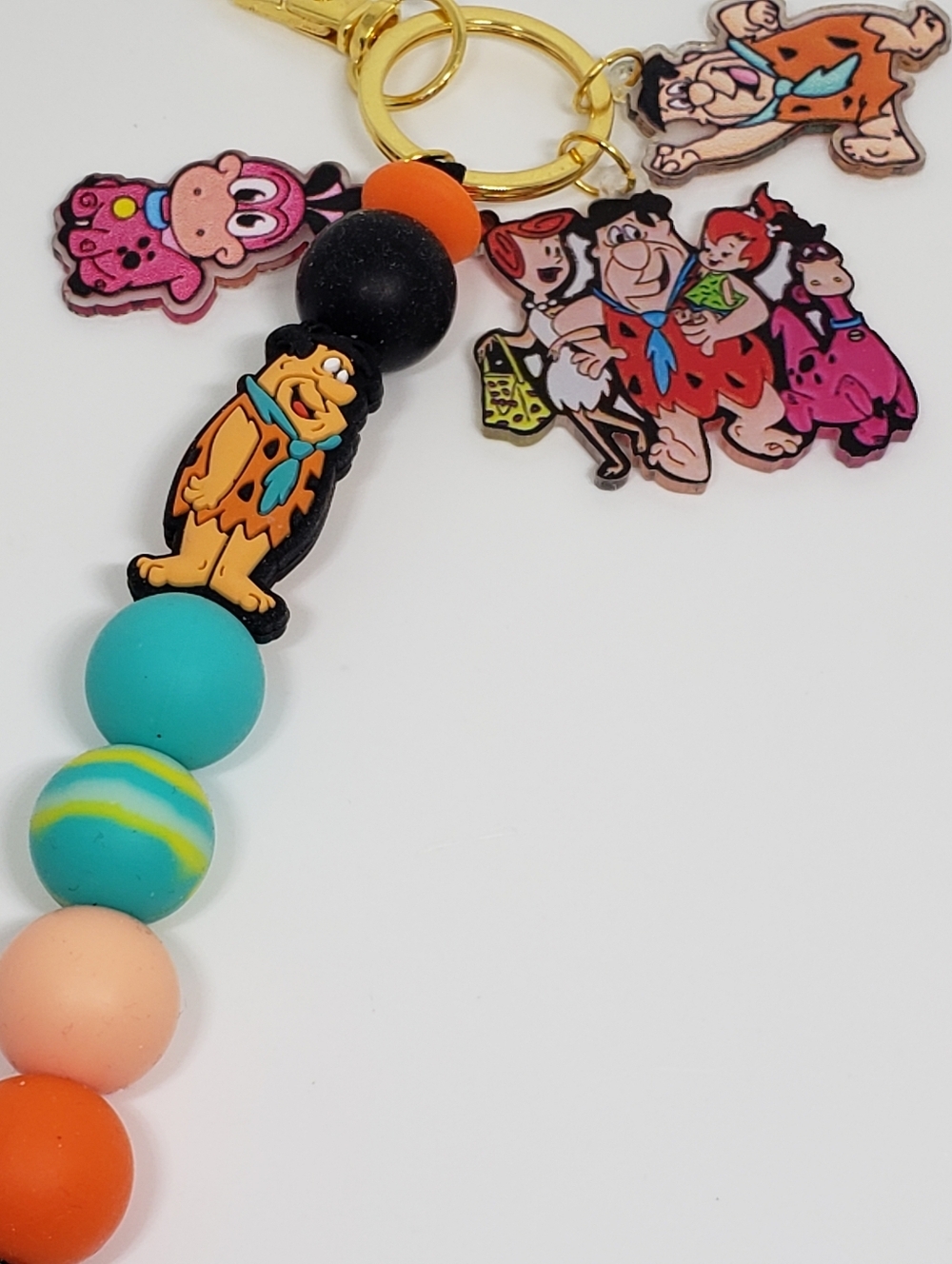 Handmade Flintstones Fred Flinstone Silicone Beaded Keychain